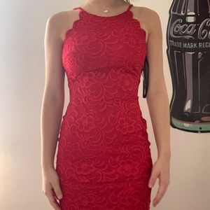 Red lace homecoming dress